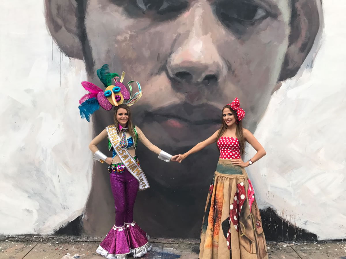 La Reina del Carnaval inaugura mural en honor al grafitero Israel Hernández, en Miami
