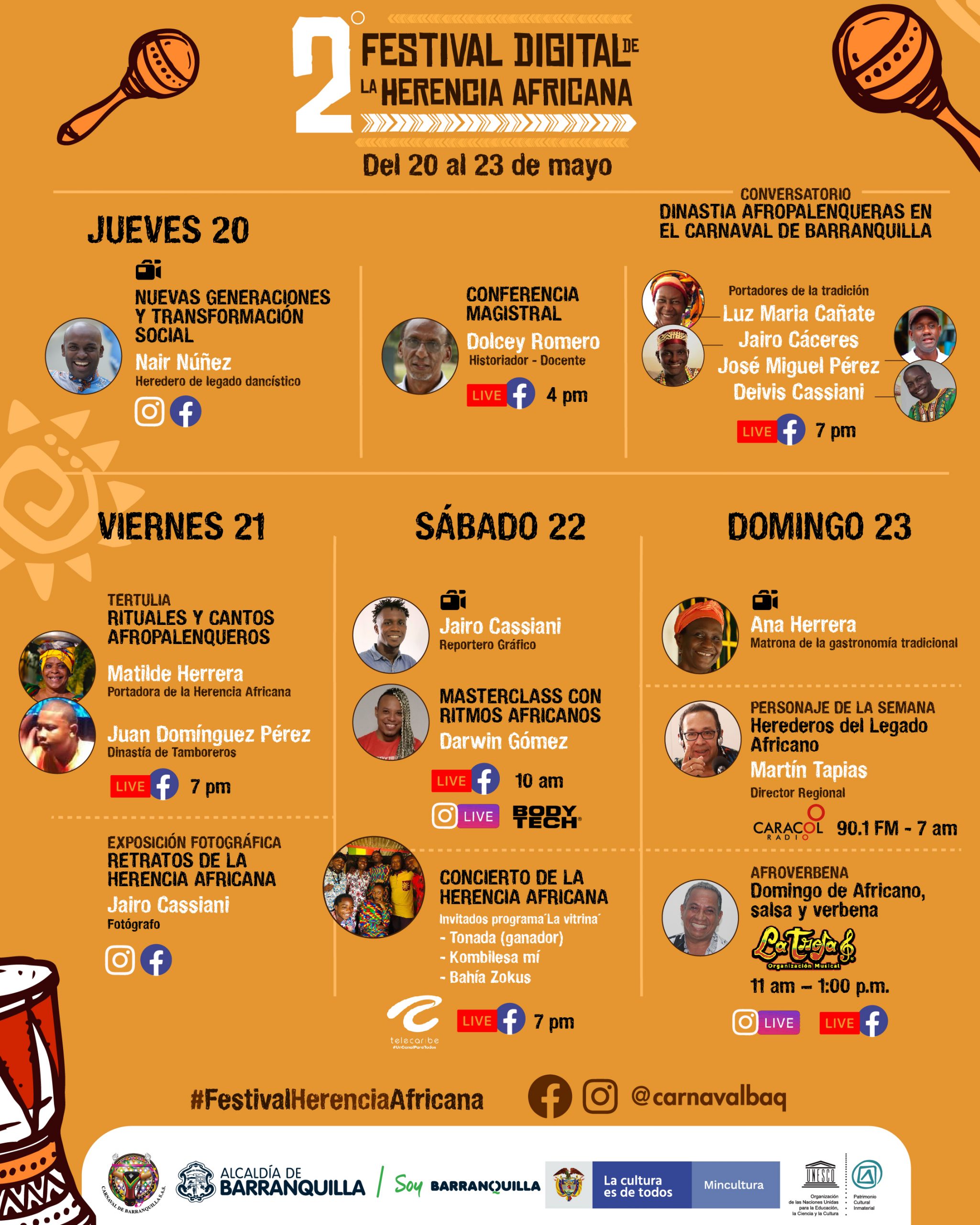 Carnaval de Barranquilla presenta segundo Festival Digital de la Herencia Africana